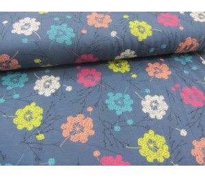 Jersey Pusteblumen bunt auf blau